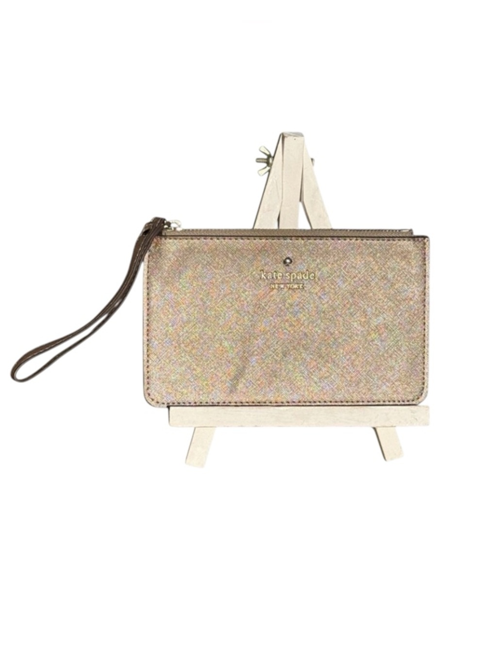 Kate Spade Metallic Rose Gold Saffiano Leather Wristlet